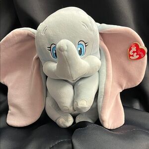 Ty Plush dumbo Elephant - Soft Gray and Pink